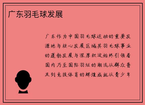 广东羽毛球发展