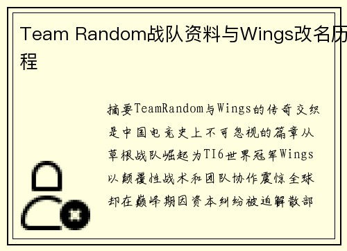 Team Random战队资料与Wings改名历程