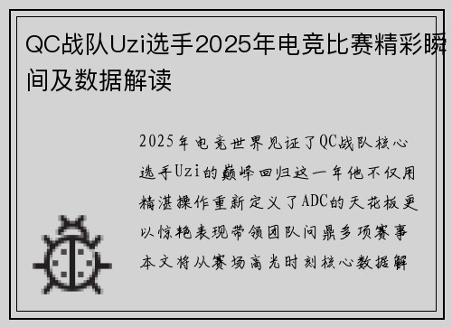 QC战队Uzi选手2025年电竞比赛精彩瞬间及数据解读